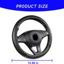 2 x BESULEN Leather Car Steering Wheel Cover, Carbon Fiber Anti-Slip Automotive Steer Wheel Protector, Soft Breathable Vehicle Interior Decor Accessories, 15Inch Universal for SUV, Truck, RVBlack