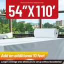Plastic Table Cloth, 110 Ft X 54 in Disposable Tablecloth White Tablecloth Premium PEVA Plastic Table Cloth Disposable with Any Cut Sliding Cutters for Picnics, Parties, Birthdays, Weddings, 1320" x 54"