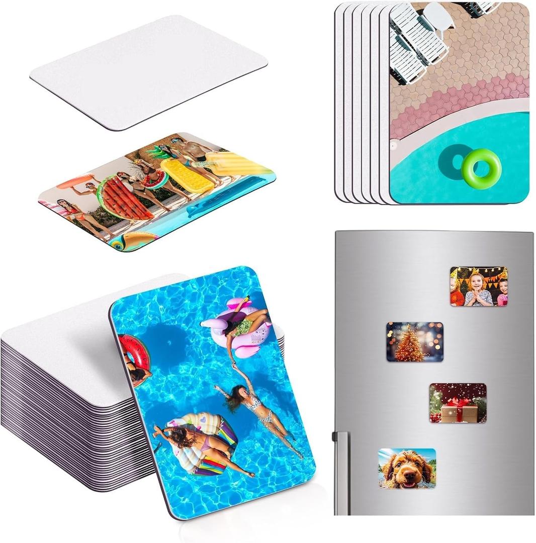 60 Pcs Sublimation Magnets Blank 3.5 x 2.3 Inch Personalized Fridge Refrigerator Magnets Blanks DIY Sublimation Refrigerator Magnet Bulk Soft Magnetic for Kitchen Decorative Fridge Magnets
