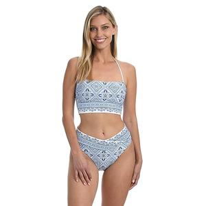 La Blanca Women's Standard Bandeau Midkini Swimsuit Top
 (10, Capri Blue//Mediterranean Breeze)