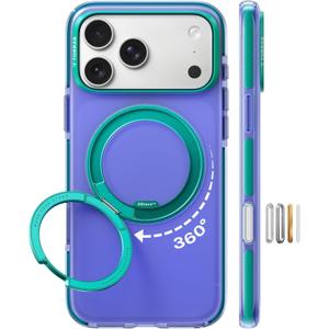 TORRAS OStand Air Cushion Case for iPhone 17 Pro Max (6.9), 360 Magnetic Stand, Compatible with MagSafe, Shockproof Airbag Protection, O3 Hue Series  Indigo Blue