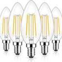 Brightever Dimmable Candelabra E12 LED Light Bulbs 60W Equivalent, 5-Pack B11 6W Chandelier Light Bulbs, 620Lm 2700K Warm White Candle Lightbulbs for Wall Sconce, Clear Glass