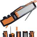 Orange Ninja Pocket Field Knife Sharpener 8-in-1 Camping & Hunting EDC Knife Sharpener with Guided Diamond Whetstones, Leather Strop, Fire Starter & Diamond Rod