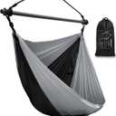 Hammock Swing Chair for Outdoor & Indoor, Lightweight & Portable, Perfect for Adults & Camping (Black, Gray)