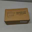 Key Holder Wall Mount, Solid Wood Key Holder for Wall with 4 Brass Hooks & Hidden Magnets, 15 Incline Hooks & Grooved Design to Prevent Slipping, Vintage Brown Key Hanger