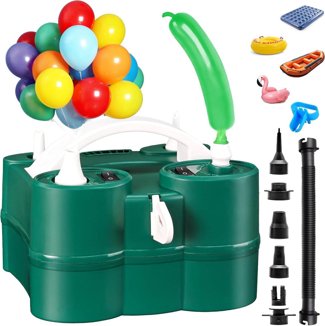 Bezente Balloon Pump Electric, 3-in-1 Portable Black Gold Electric Air Machine Balloon Pump Dual Nozzle Balloon Inflator for Inflatables and Latex 260q Foil Balloons