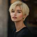 QUEENTAS Short Blonde Wig,Pixie Cut Wigs for White Women with Bangs Pixie Layered Short Hair Wigs for Women Synthetic Hair Daily Use Cosplay (Light Golden Blonde)