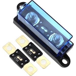 1-Way AMG Mega Fuse Holder 100A with 2 Pcs ANM Bolt-on Fuse 175A for Cars, Boat, Vehicles