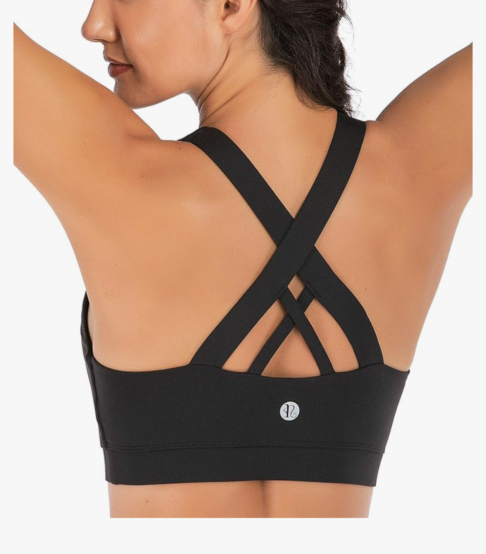 RUNNING GIRL Sports Bra for Women, Criss-Cross Back Padded Strappy Sports Bras Medium Support Yoga Bra with Removable Cups 3XL