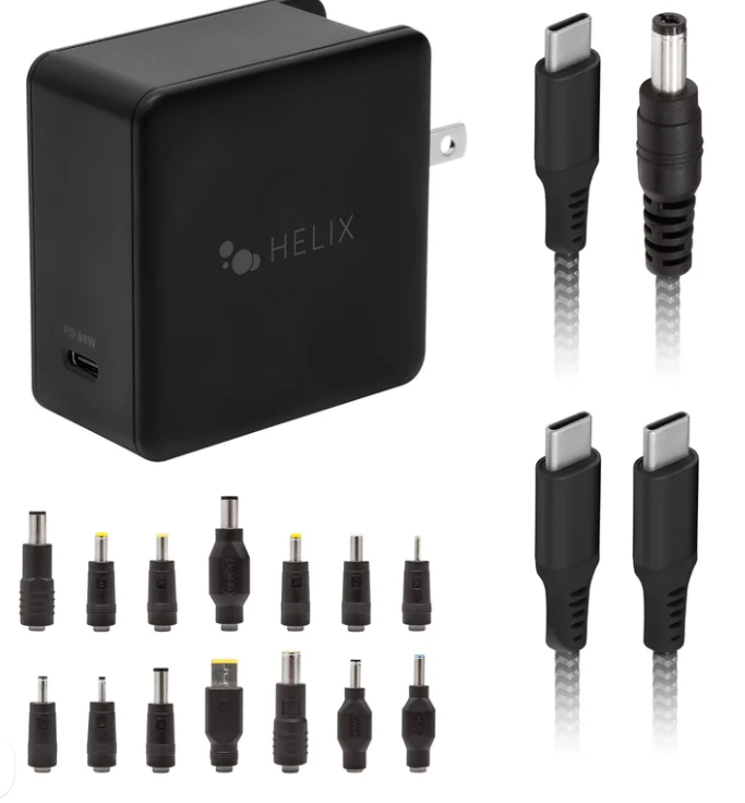 Helix 65W Universal USB-C Laptop Charger Power Adapter (ETHNBC65U) Black
