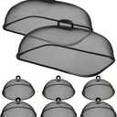 8 Pack Metal Mesh Screen Food Covers, 2 Large (18.5”) and 6 Small (11”) Sets, Reusable Metal Mesh Food Covers for Outdoors, Camping, Picnics and Parties