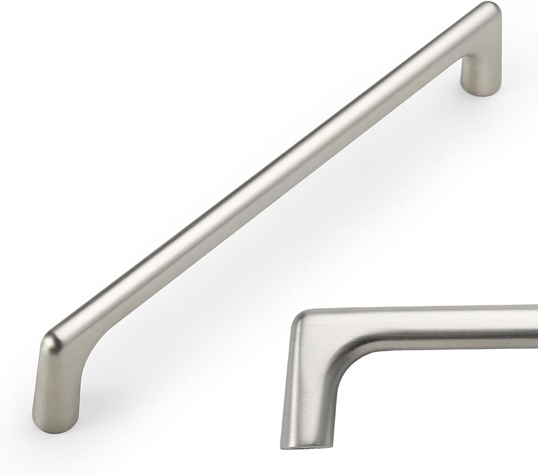 Amerdeco 10 Pack Brushed Satin Nickel Cabinet Pulls 6.3 Inch(160MM) Hole Centers Kitchen Cabinet Handles Hardware Kitchen Handles for Cabinets Cupboard Handles Drawer Pulls ZH0041