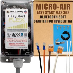 MICRO-AIR EasyStart FLEX 398 - Bluetooth Soft Start Kit for Home Air Conditioner, RV & Commercial Use, Works with Generators, Reduces Power Surge, Efficient Start-Up - Up to 6 Tons w/Installation Kit