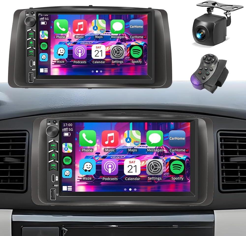 Plug&Play Car Stereo for Toyota Corolla 2003 2004 2005 2006 2007 2008, 7 Inch IPS Touch Screen with Wireless Carplay/Android Auto/MirrorLink,SWC/Backup Camera,DSP,AM/FM Radio