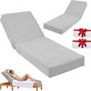 Outdoor Chaise Lounge Cushion 72"x21"x6", Waterproof 6" Extra Thickness Lounge Cushion with Removable Cover, Patio Lounge Chair Cushions Set of 2 for Outdoor Furniture, Light Gray