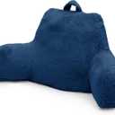Reading Pillow for Sitting in Bed Adult, Standard Reading Pillow with Memory Foam, Back Pillow for Bed Sitting Up with Extend Arms, Blue