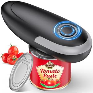 One Touch Electric Can Opener Fits All Can Sizes, Electric Can Openers for Kitchen Food Safe with Smooth Edge, Kitchen Gadgets Automatic Can Opener for Seniors, Arthritis and Chef Black)