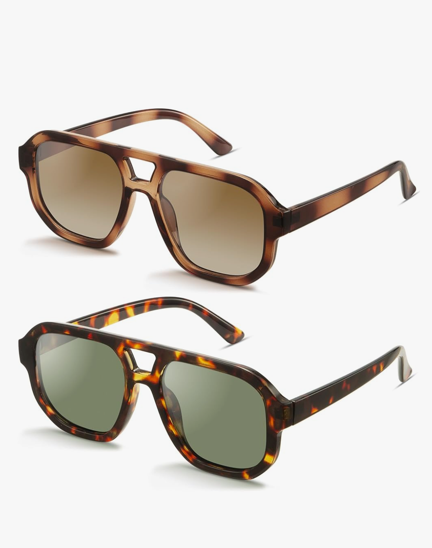 livho Trendy Polarized Square Aviator Sunglasses Women Men Square Eyewear Frame, Retro Sun Glasses for Women Men 2025 Shades