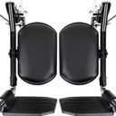 Vive Elevating Wheelchair Footrests with Padded Calf Pads (2 Pack) - Ultimate Leg Rest Accessory Replacement Parts for Wheelchairs - Foot Plates for Enhanced Comfort, Mobility, and Support, 16-19” in length x 7” in width