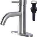 Brushed Nickel Bathroom Faucet, Single Hole Bath Sink Faucet with Pop-up Drain, Suitable for 1 or 3 Hole Installation, Single Handle for Bathroom Sink, RV and Vanity