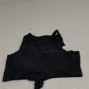 Women's Cut Out Tie Knot Front Scoop High Neck Tank Crop Top Bikini Swimsuit Top Only XL (Black)
