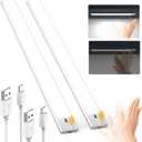 SUPERDANNY 16 Inch Under Cabinet Lights, Hand Wave Sensor 65 LED Under Cabinet Lighting, Upgraded Rechargeable 3000mAh Battery Cordless Under Counter Lights for Kitchen, Closet, Workbench, 2/Pack