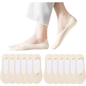 No Show Socks Womens Thin Flat Mesh Breathable Low Cut Liner Socks Invisible 6 Pack (4-7)