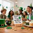 St Patricks Day Decoration - Happy Saint Patricks Day Accessories Decor, Ceramic Irish Blessing Table Desk Sign, Green Lucky Shamrock Home Office Spring Tiered Tray Decor Centerpiece