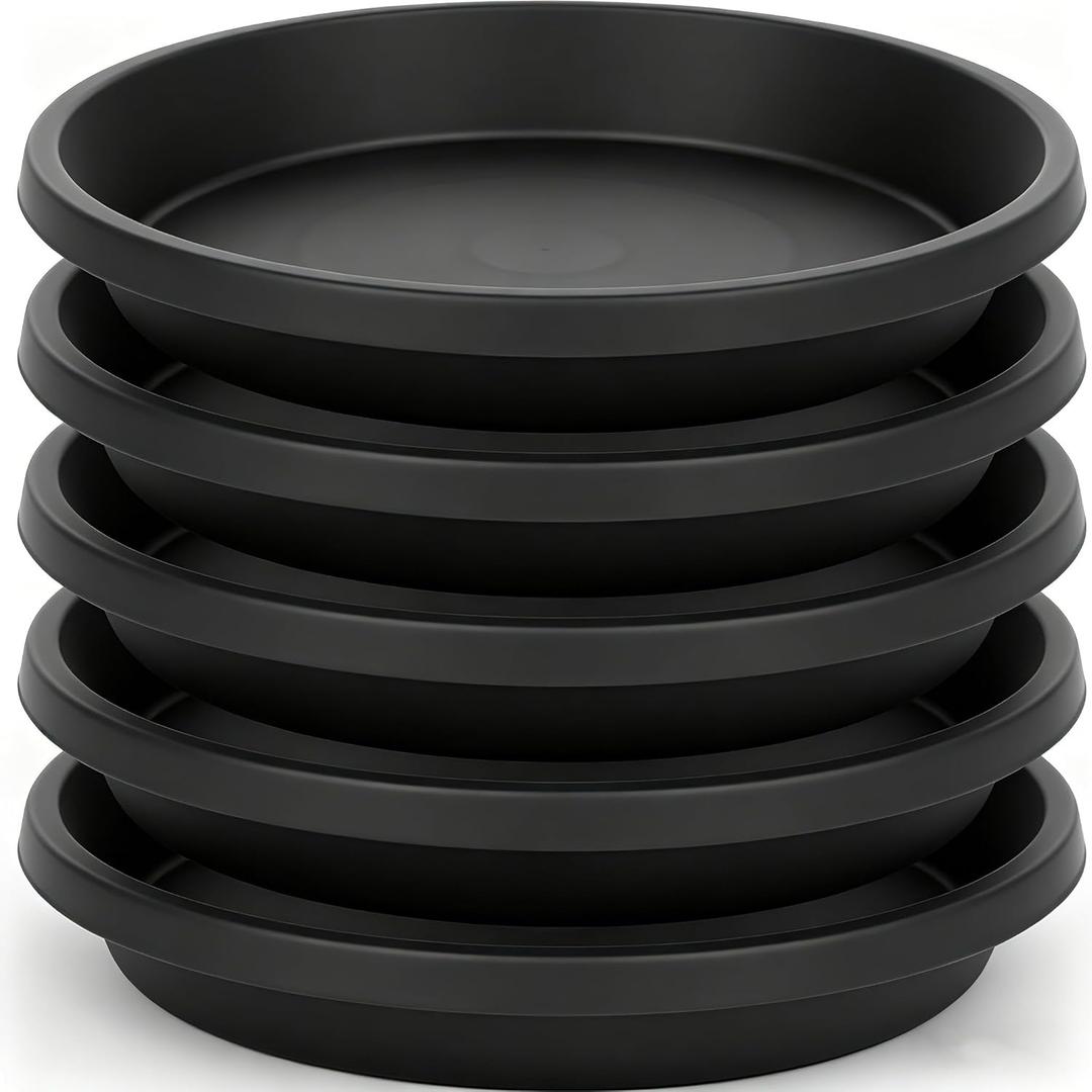 NIMYAU 5 Pack Plant Saucer 10 Inch, Plastic Plant Saucers for Indoors, Drip Trays for Potted Plants, Flower Pot Saucers, Plant Trays for Pots, Plant Water Catcher Tray