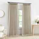 Central Park Sand Pinch Pleated Light Filtering Curtain Panel 108 Inches Linen Blended with Microfiber Liner Textured Window Treatment Sets for Living Room Bedroom with Back Tabs Hooks, 40"L x108"W x2