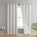 HLC.ME Jefferson Faux Silk Semi Sheer Light Filtering Microfiber Lined Grommet Lightweight Window Curtains Drapery for Bedroom, Dining Room & Living Room, 2 Panels (54 x 96 Inch, Ivory)
