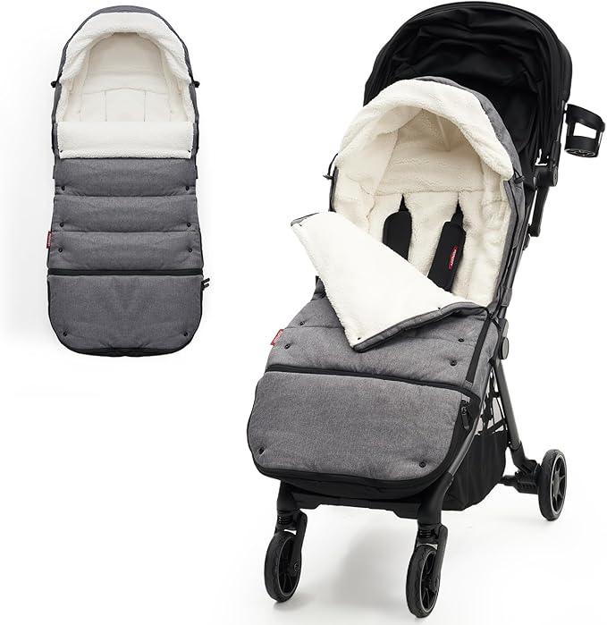 Momcozy Stroller Footmuff Universal | Easily Attaches to Most Strollers | UltraPlush,WeatherProof Stroller Sleeping Bag | Deluxe Warm Stroller Bunting Bag | Extendable Cover Winter | AdjustBuckle