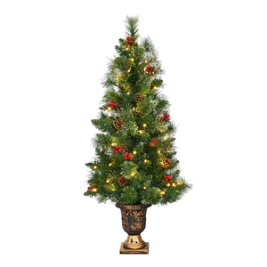 4-ft Pre-lit Slim Artificial Christmas Tree with White LED Lights