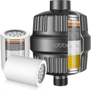 Cobbe 20 Stage Shower Head Filter with KDF-55 for Hard Water, High Output Water Filter with 2 Replaceable Cartridges - Removing Chlorine and Harmful Substance, Matte Black
