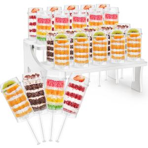 Jucoan 24 Pack Push up Cake Pop Containers with Lids and 20 Hole Push up Pop Cake Stand, Plastic Push up Cake Pop Containers with Holder for Bridal Shower Birthday Wedding Easter Party Dessert Table