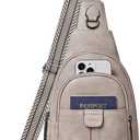 Womens Sling Bag Crossbody Bags for Women Vegan Leather Sling Backpack Daypack Fanny Pack Crossbody Purse Travel (3-grey)