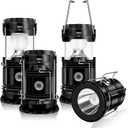 DIBMS 4-Pack Solar Camping Lantern, Collapsible LED Solar USB Rechargeable Lantern Flashlight Emergency Hanging Lights for Camping Hurricanes Power Outages Indoor Outdoor