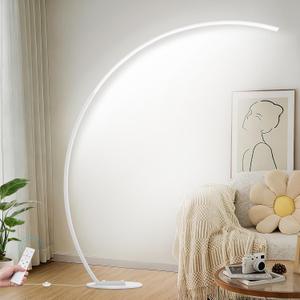 2000LM Ultra-Wide Coverage LED Lamps for Living Room with 3 Color Temperatures, White Dimmable Arc Floor Lamps, Modern Standing Tall Lamp with Remote Control Reading Floor Lamp for Bedroom Office