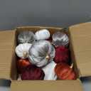 Thanksgiving Velvet Pumpkins, 18 PCS Fall Table Decorations for Home, Artificial Pumpkins Set for Fall Autumn Harvest, Thanksgiving, Wedding