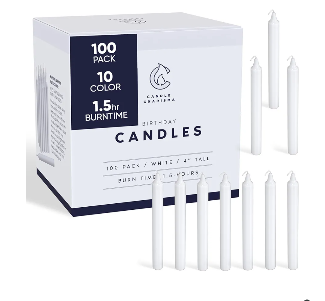 Candle Charisma 100 White Spell Candles - 4" Unscented Paraffin Chime Candles, Smokeless & Dripless, Colored Candles, 1.5 Hours Burn Time 0.4" Thick Taper Candles for Rituals, and Parties