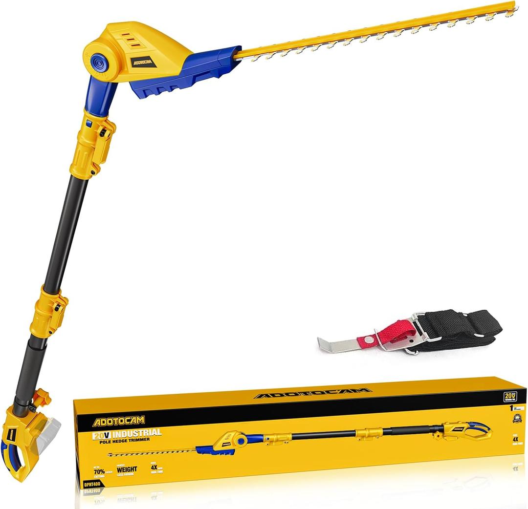 Cordless Pole Hedge Trimmer for Dewalt 20V Max Battery,16'' Dual Action Blades,8-Feet Reach, Electric Hedge Trimmer with Extension Pole, Bare Tool Only
