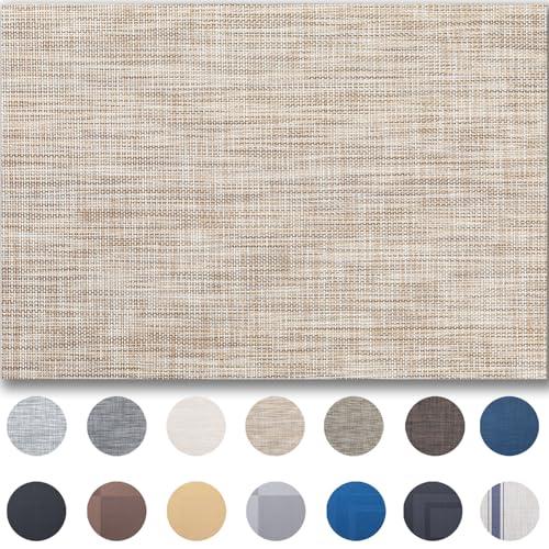Placemats Set of 4 - Easy Clean Woven Vinyl Placemats for Dining Table, Indoor/Outdoor Place Mats, Washable PVC Table Mats（Caramel）