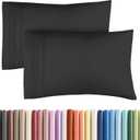 Queen Pillow Cases Set of 2 - Ultra Soft Hotel Quality Pillowcase Covers - Comfy, Cozy & Wrinkle Free - Shrinkage, Stain and Fade Resistant - Machine Washable Pillow Protectors - 2 Piece Set - Black