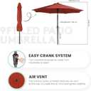 JEAREY 9FT Outdoor Patio Umbrella with Solar Lights, LED Lighted Pool Umbrella with Tilt and Crank, Outdoor Table Umbrellas for Deck, Yard & Market (Red)