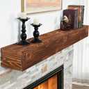 G GOOD GAIN Fireplace Mantel 54inch - Handmade Rustic Wood Mantel for Over Fireplace | Wall Mounted Floating Mantle Shelves for Living Room Decor(NormalWalnut, 54Lx5Hx8D)