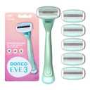 Dorco EVE3 Razor Smooth Touch for Women, Includes 1 Razor Handle and 6 Long-Lasting Razor Blade Refills (Handle + 6 Refills)