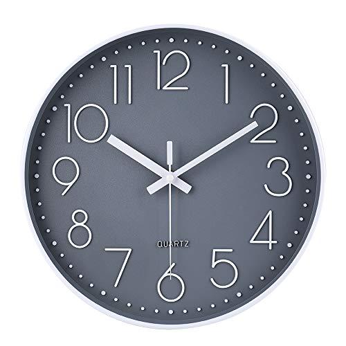 jomparis Wall Clock 12 Inch Non-Ticking Silent Battery Operated Round Wall Clock Modern Elegant Simple Style Clock for Home Office Kitchen Bedroom Living Room