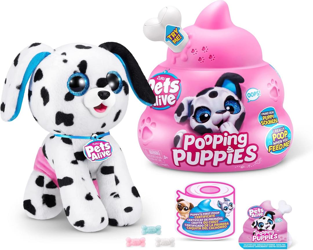 Pets Alive Pooping Puppies (Dalmatian) by ZURU Surprise Puppy Plush, Ultra Soft Plushies, Interactive Toy Pets, Electronic Pet Puppy for Girls and Children (Series 1)