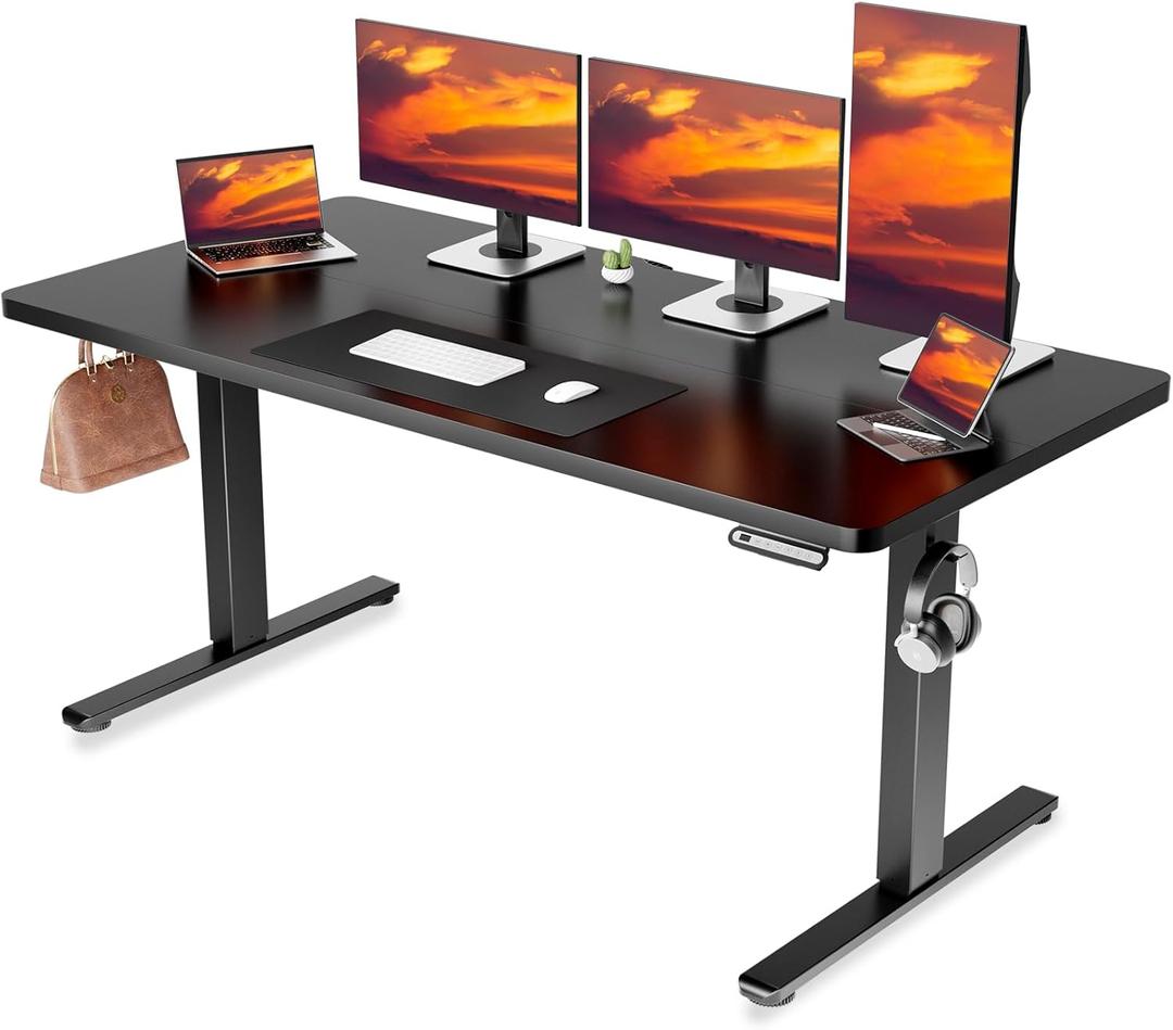 GTRACING Electric Standing Desk, 55 x 24 Inches Sit Stand up Desk with Memory Preset Controller, Height Adjustable Ergonomic Home Office Computer Desk (Black)