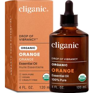 Cliganic Organic Sweet Orange Essential Oil, 4oz - 100% Pure Natural for Aromatherapy Diffuser | Non-GMO Verified
